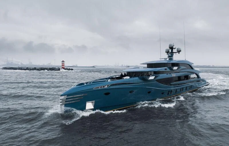 a boat on the water aboard PHI Yacht for Sale