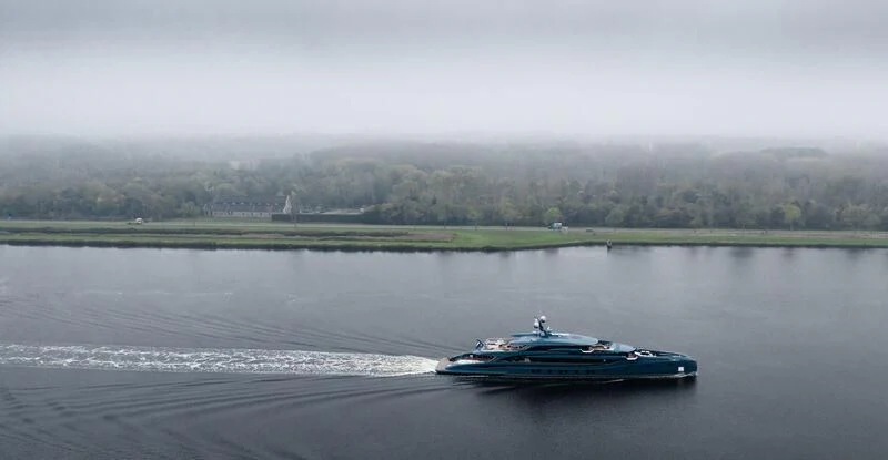 a boat on the water aboard PHI Yacht for Sale