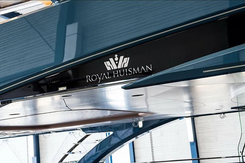 a close-up of a sign aboard PHI Yacht for Sale