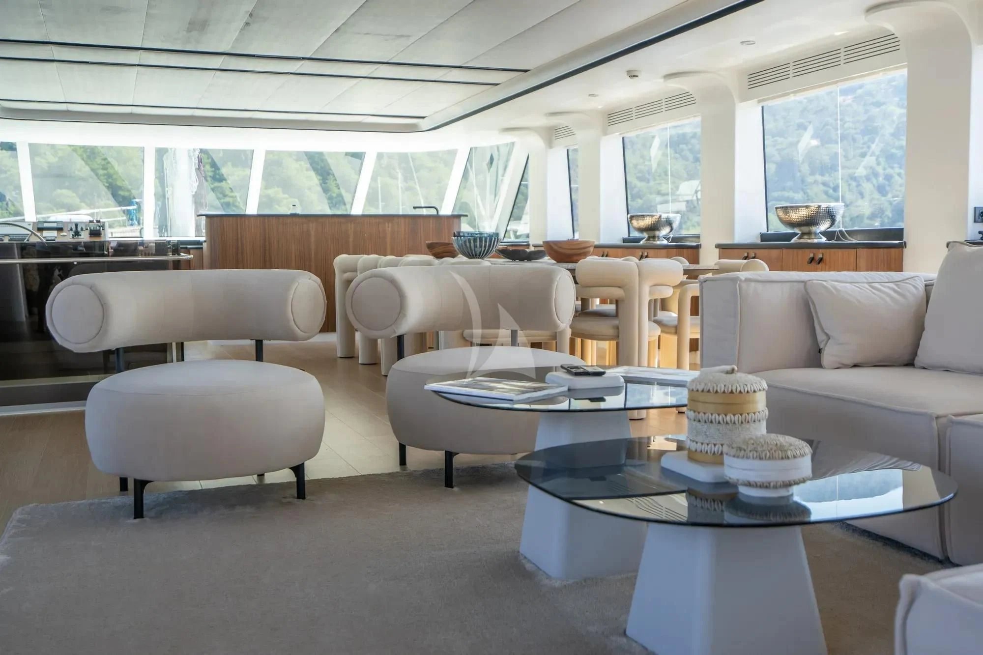 a room with a table and chairs aboard DE LOVE Yacht for Charter
