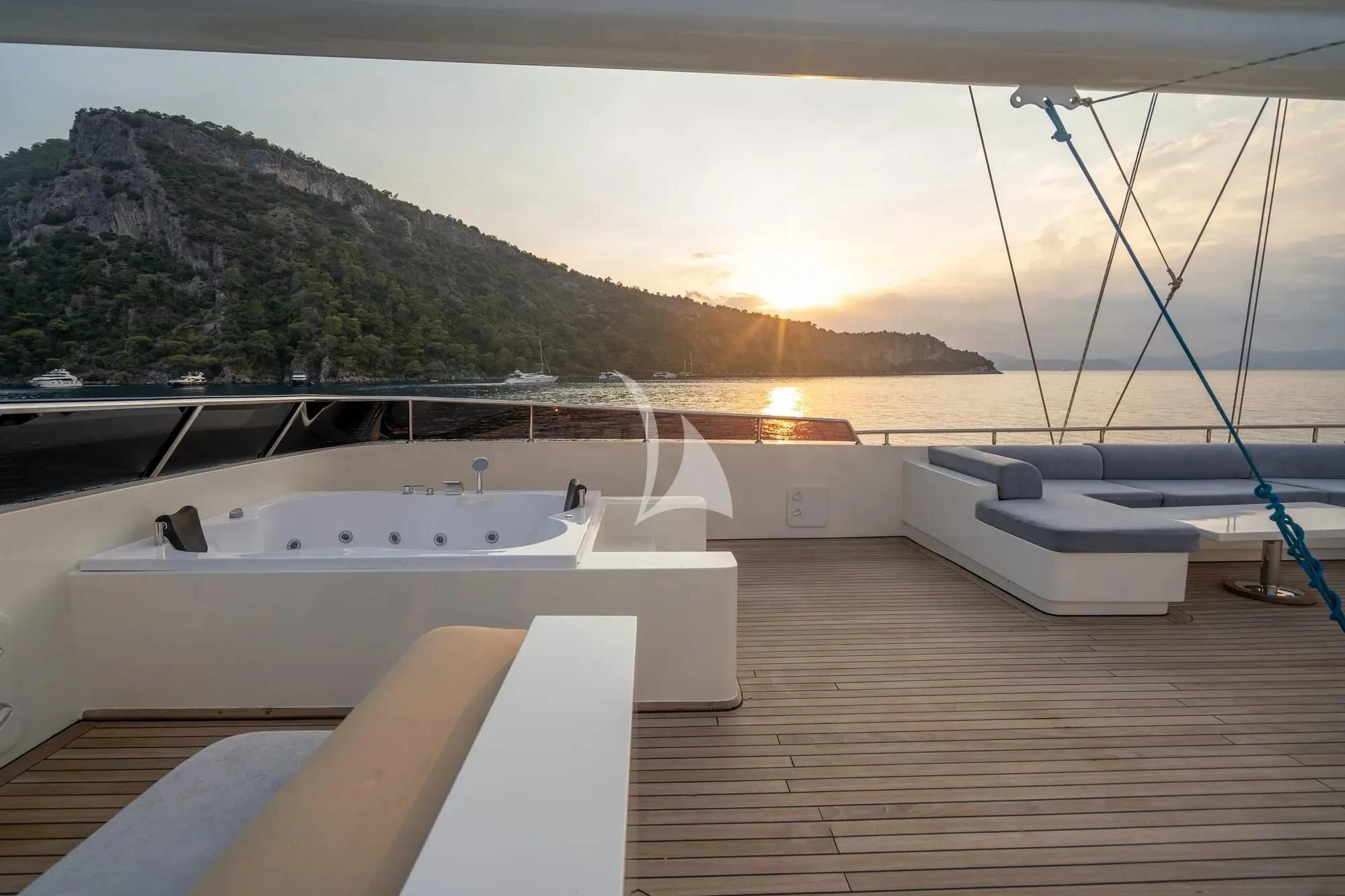 a boat on a dock aboard DE LOVE Yacht for Charter