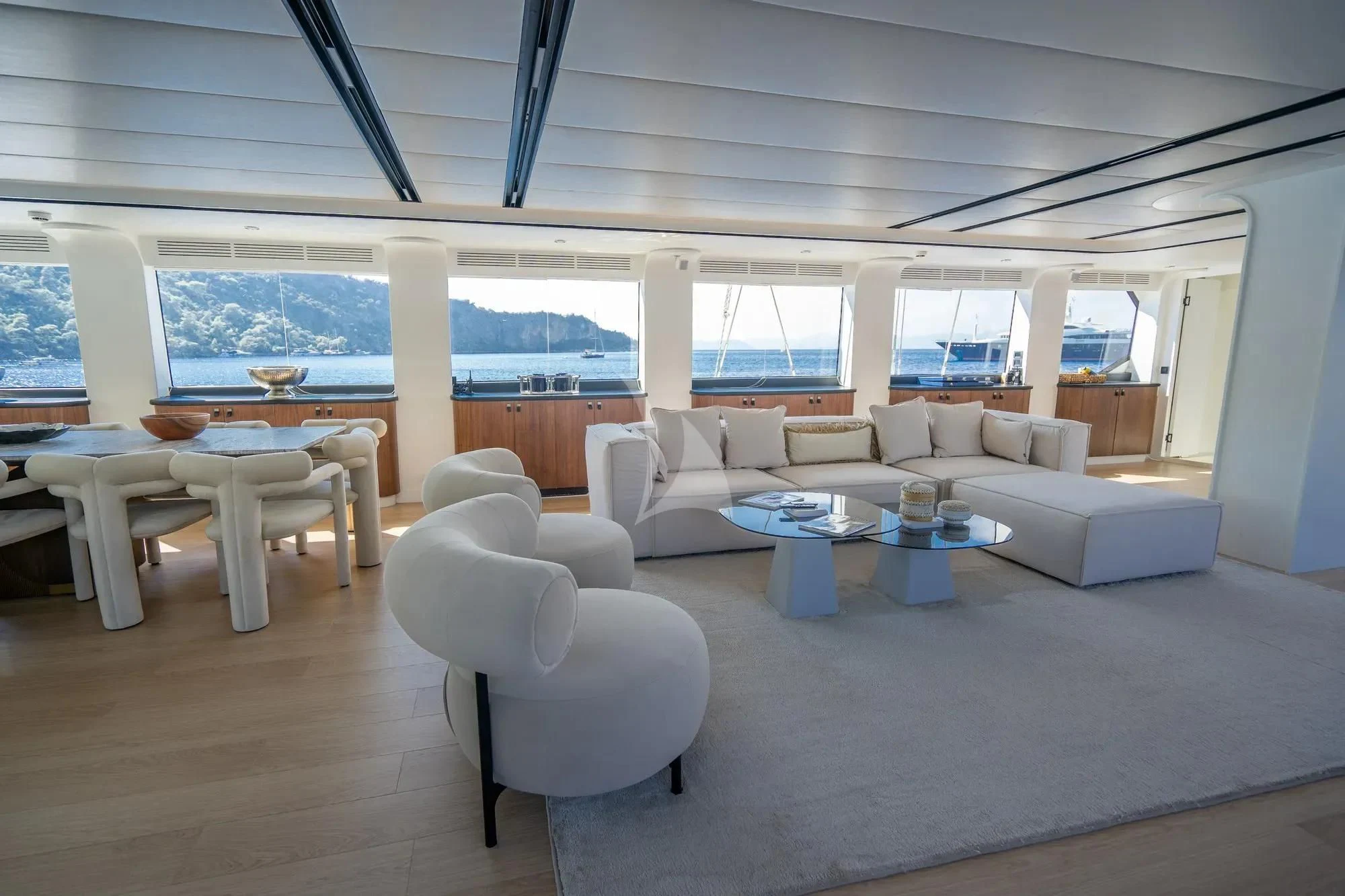 a room with a couch and a table aboard DE LOVE Yacht for Charter