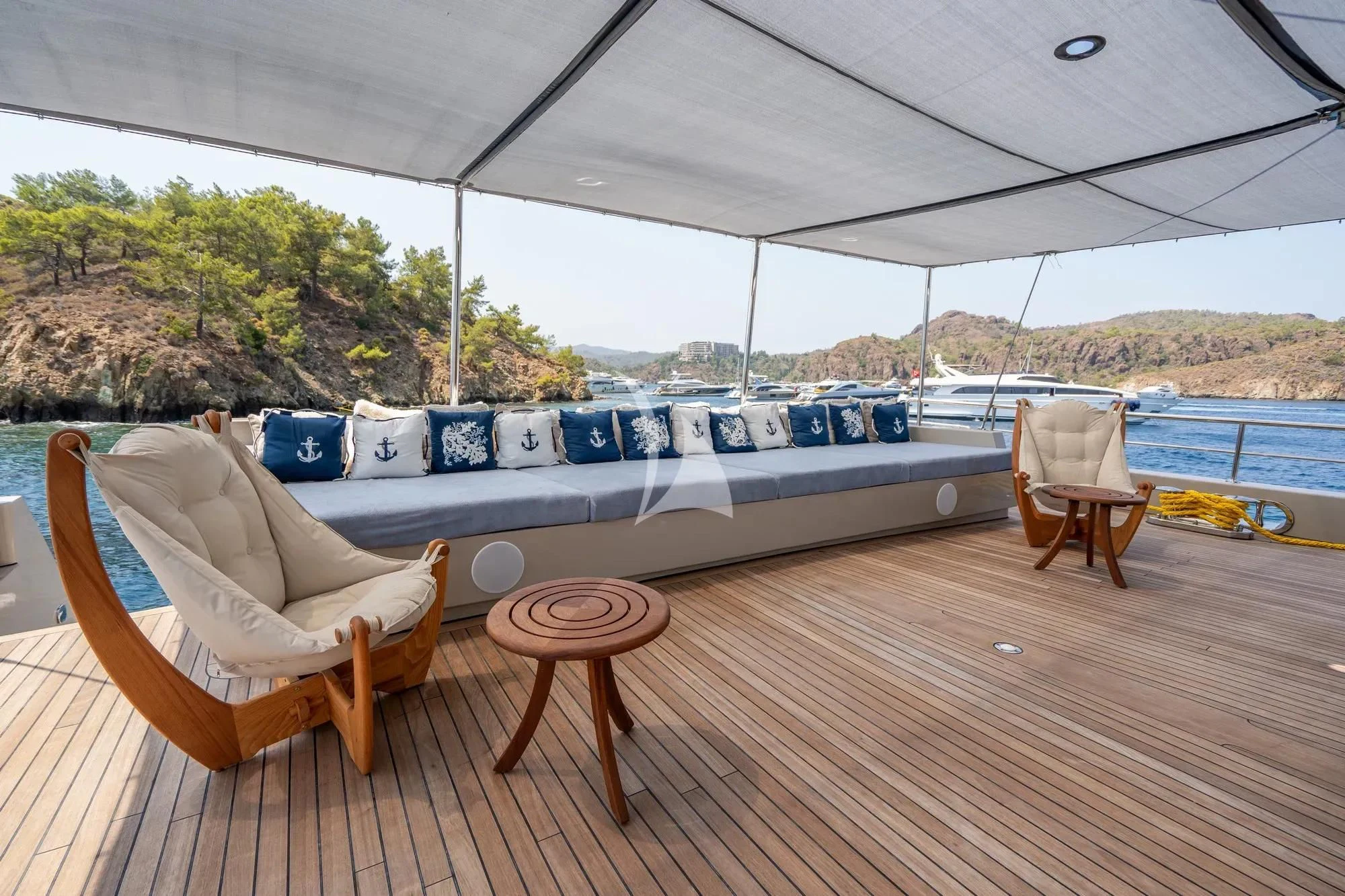 a boat on a deck aboard DE LOVE Yacht for Charter