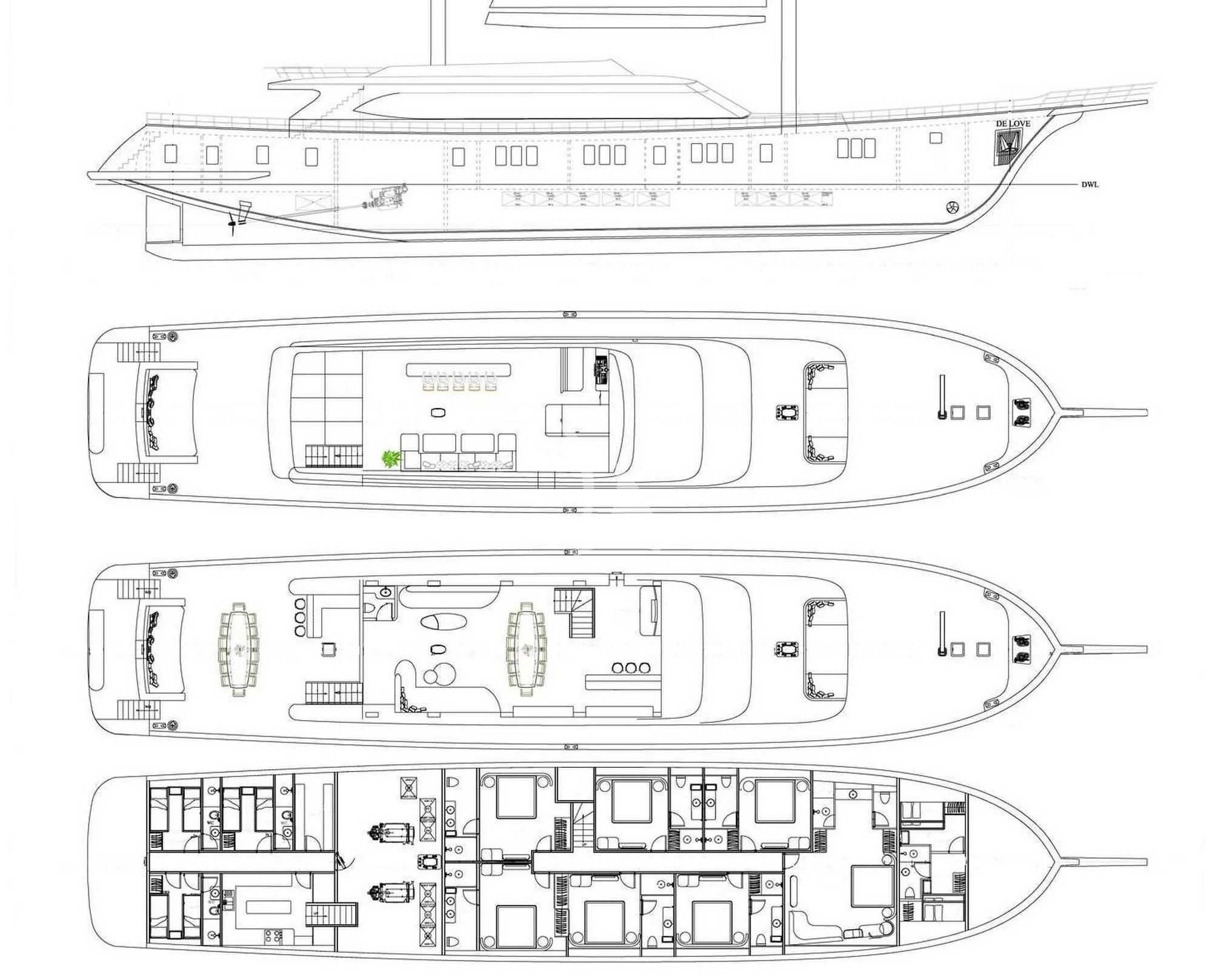 diagram, engineering drawing aboard DE LOVE Yacht for Charter