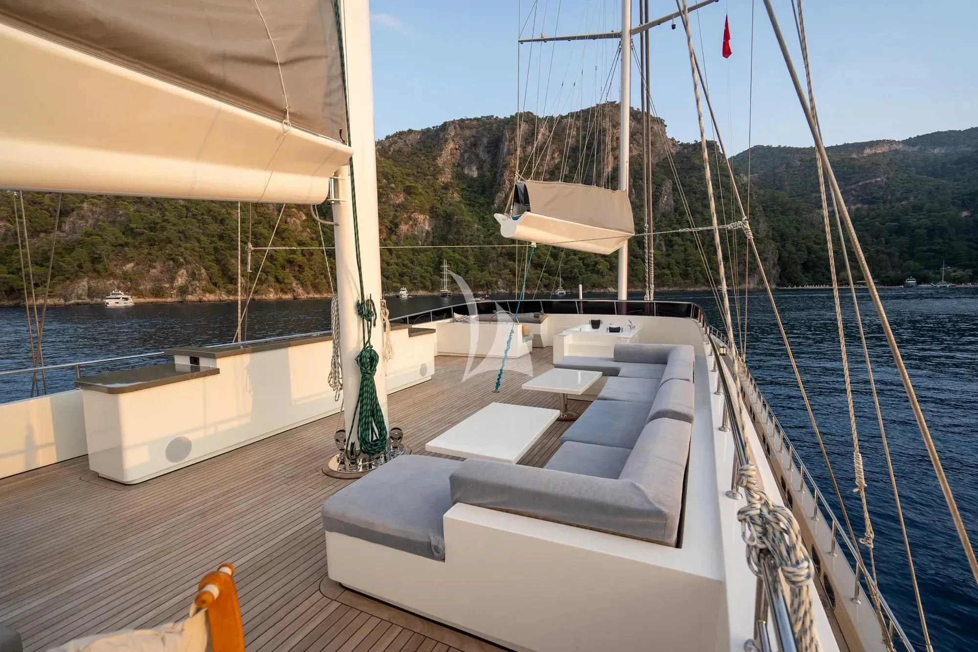 a boat on the water aboard DE LOVE Yacht for Charter