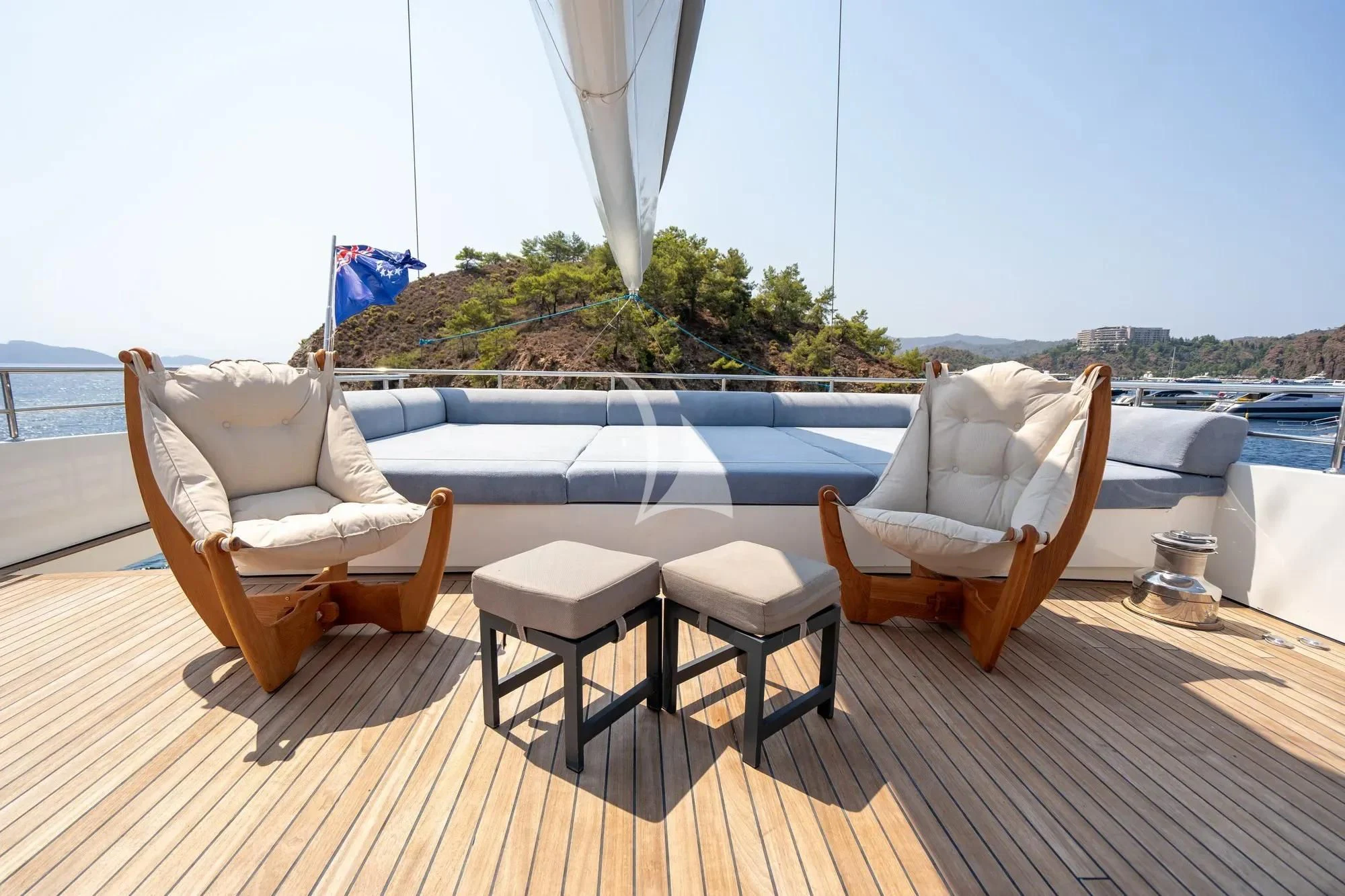 chairs around a pool aboard DE LOVE Yacht for Charter