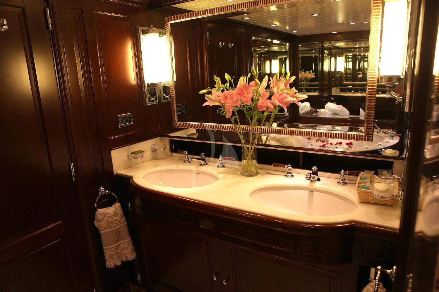 a bathroom with two sinks aboard ANYPA Yacht for Sale