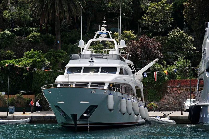 a boat docked at a pier aboard ANYPA Yacht for Sale