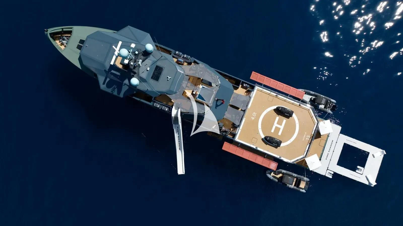 a space ship in space aboard PINK SHADOW Yacht for Sale