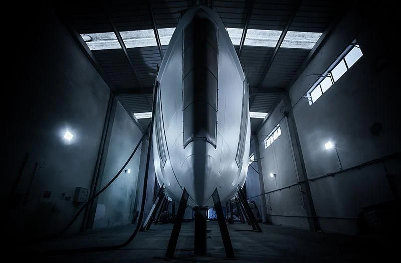 a large space shuttle in a hangar aboard PINK SHADOW Yacht for Sale