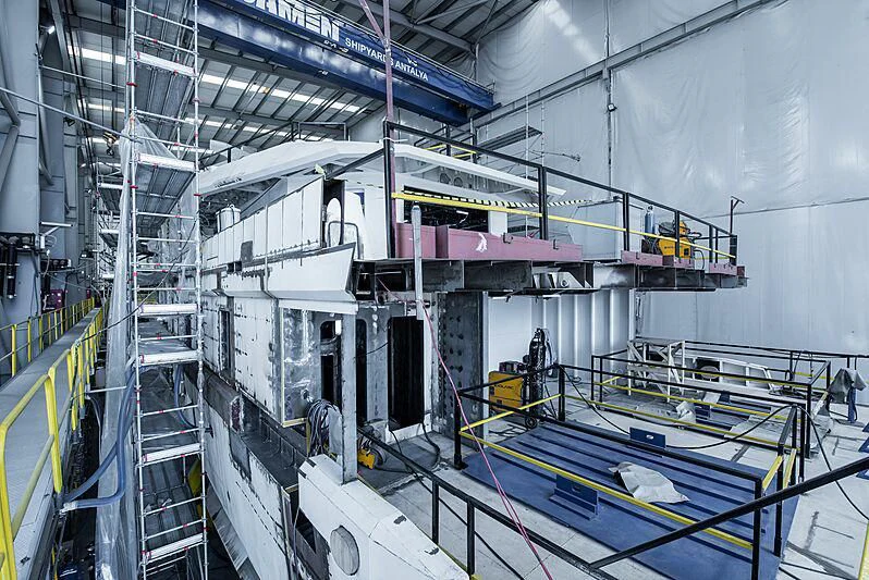 a large factory with several machines aboard PINK SHADOW Yacht for Sale