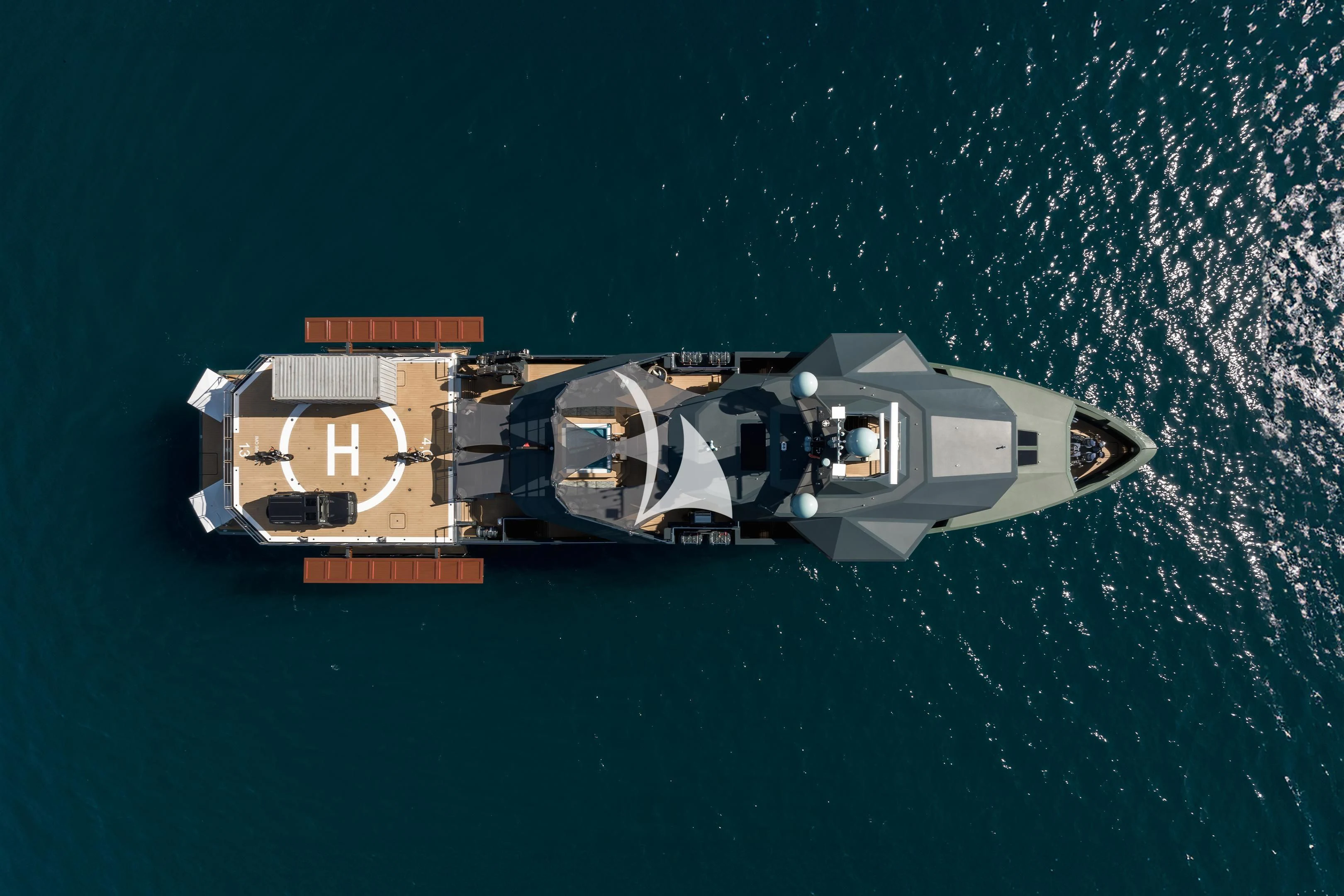 a space ship in space aboard PINK SHADOW Yacht for Sale