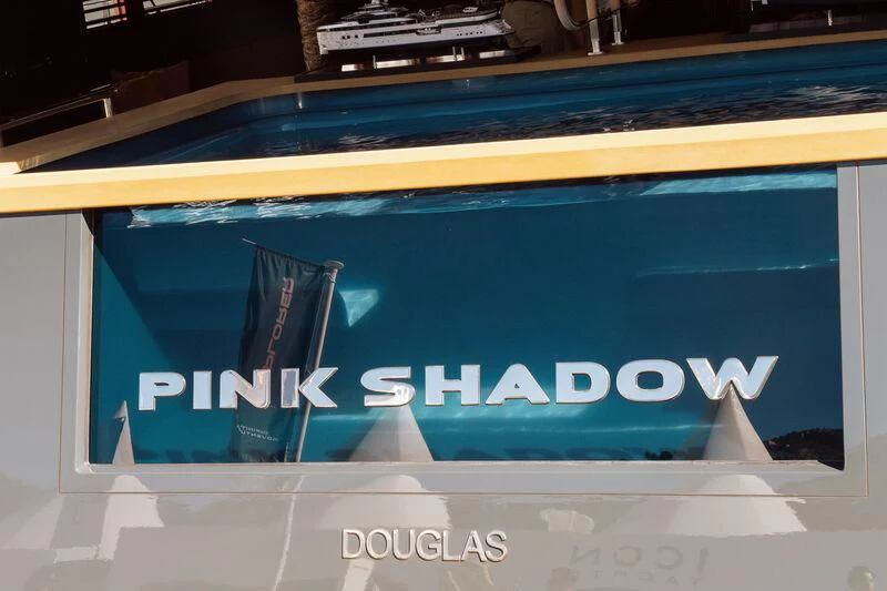 a close-up of a television screen aboard PINK SHADOW Yacht for Sale