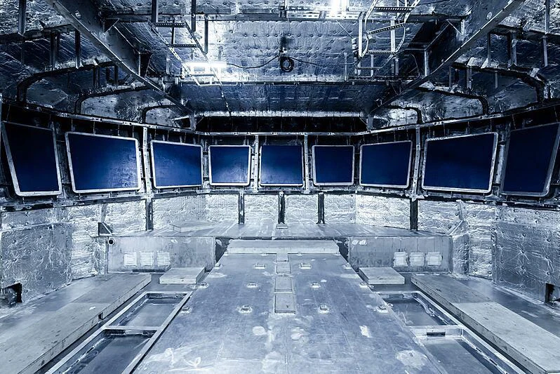 a large building with a lot of windows and a metal frame aboard PINK SHADOW Yacht for Sale