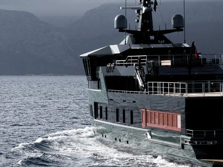 a large ship on the water aboard PINK SHADOW Yacht for Sale