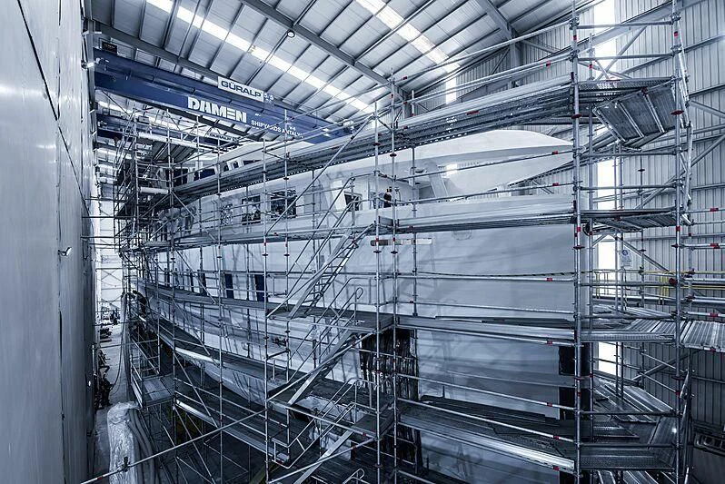 a large metal structure with wires aboard PINK SHADOW Yacht for Sale