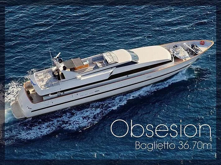 a boat on the water aboard OBSESION Yacht for Sale