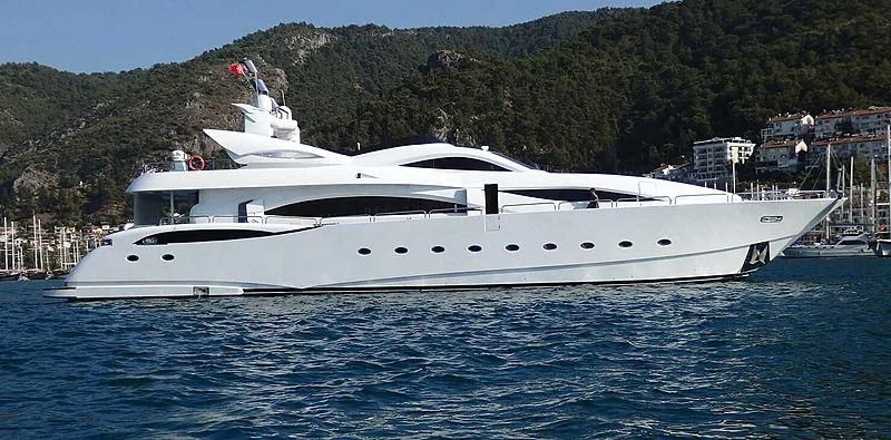 a white yacht in the water aboard ETERNITY Yacht for Sale