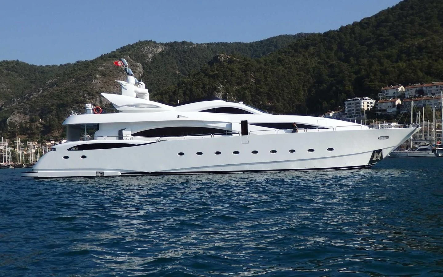 a white yacht on the water aboard ETERNITY Yacht for Sale