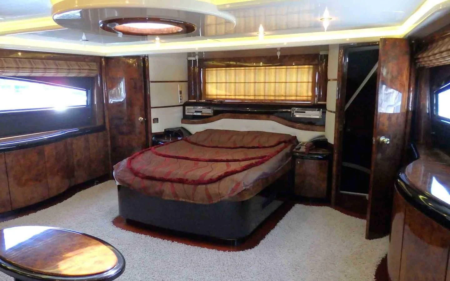 a bed in a room aboard ETERNITY Yacht for Sale