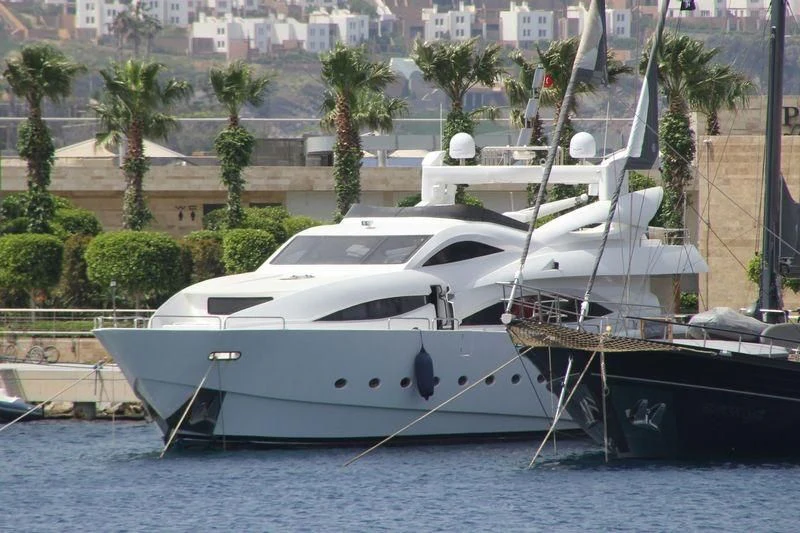 a boat docked at a pier aboard ETERNITY Yacht for Sale
