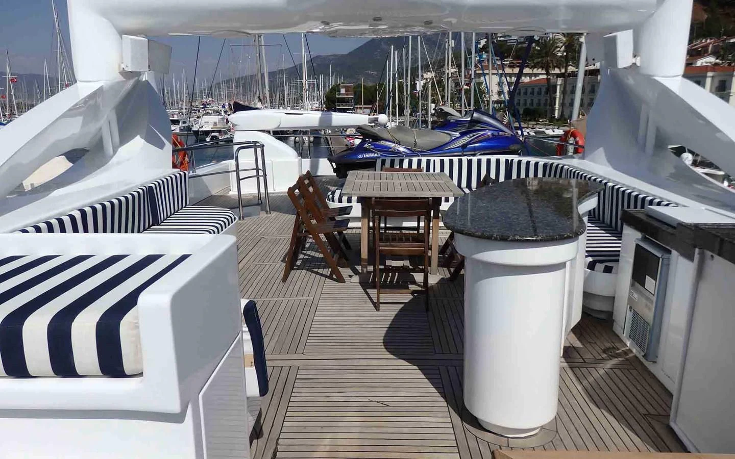 a boat on a dock aboard ETERNITY Yacht for Sale