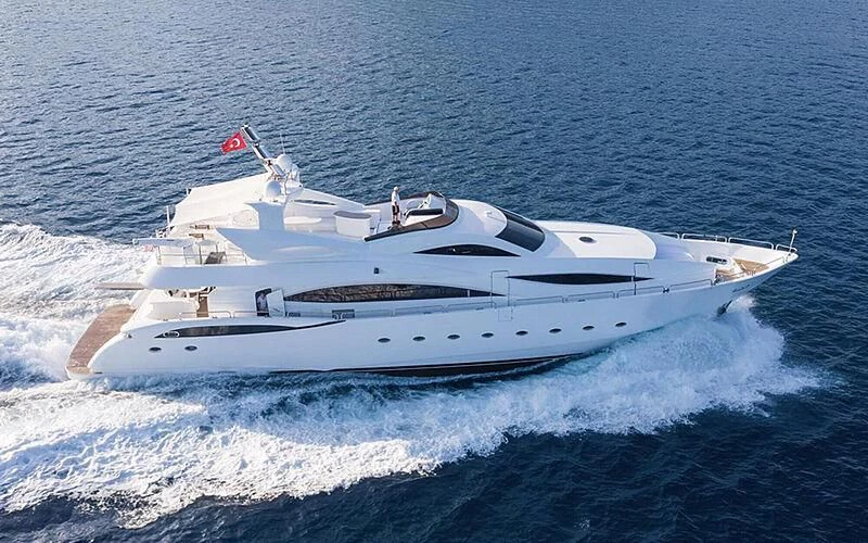 a white yacht in the water aboard ETERNITY Yacht for Sale