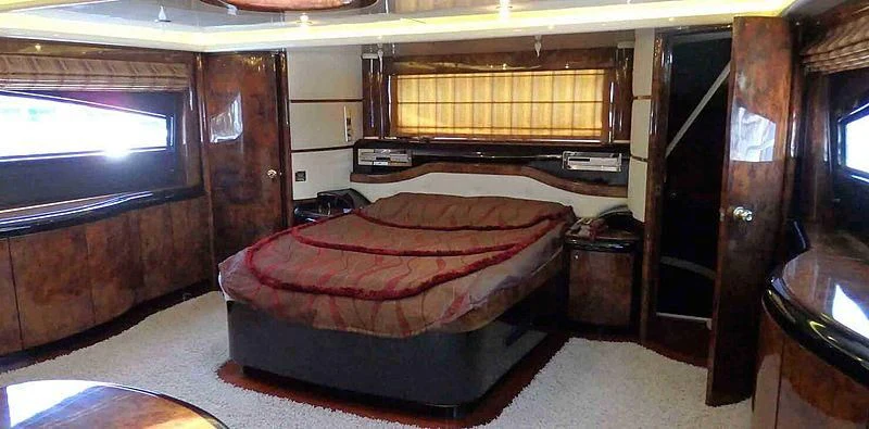 a bed in a room aboard ETERNITY Yacht for Sale