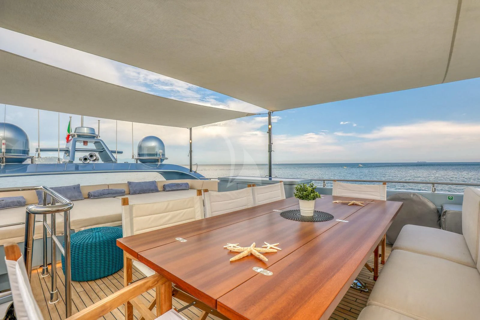 a table on a boat aboard 55 FIFTYFIVE Yacht for Charter