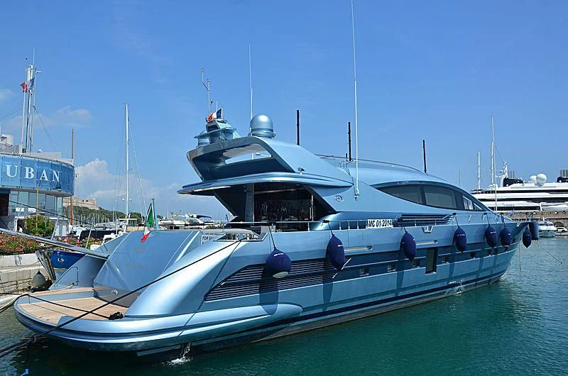 a boat docked at a pier aboard 55 FIFTYFIVE Yacht for Charter