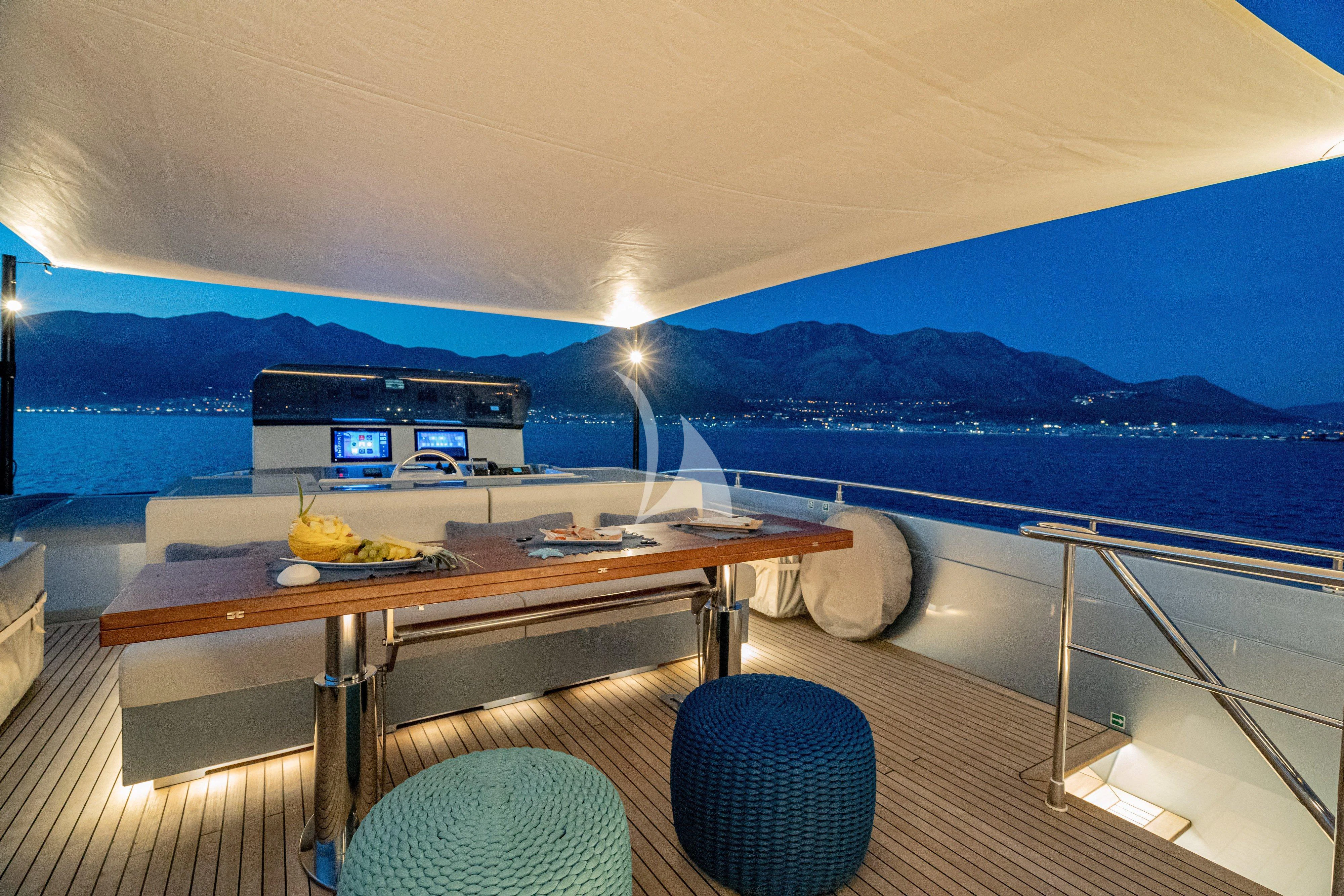 a table on a boat aboard 55 FIFTYFIVE Yacht for Charter