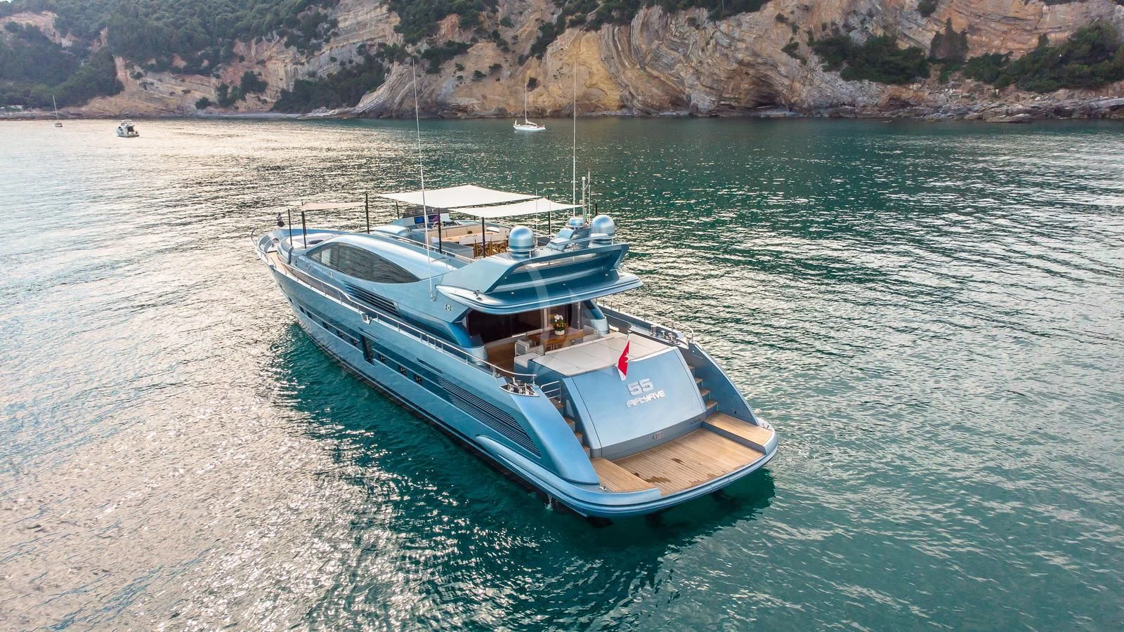 a boat on the water aboard 55 FIFTYFIVE Yacht for Charter