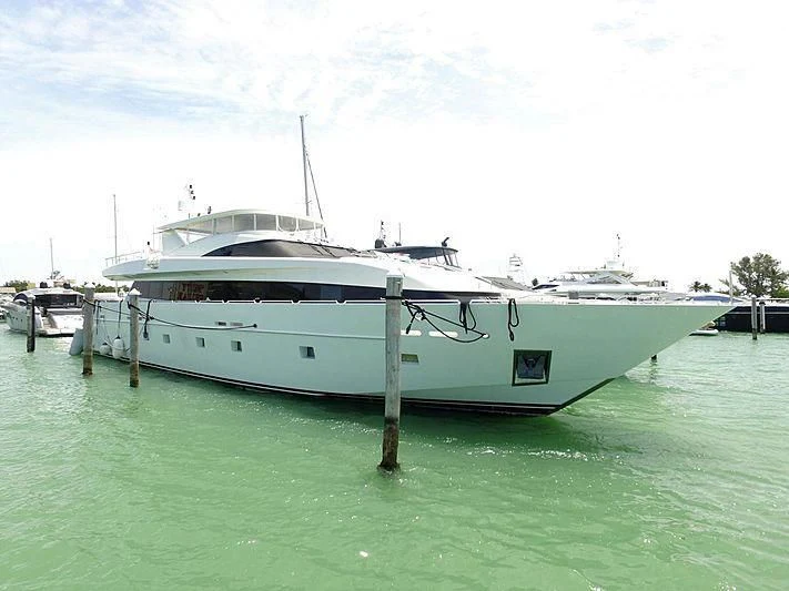 a white boat in the water aboard AKIM Yacht for Sale