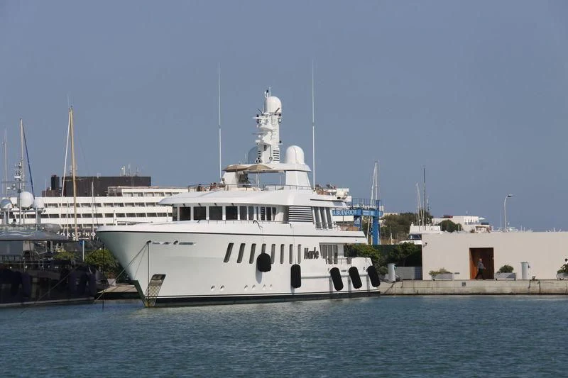a large white boat aboard HARLE Yacht for Sale