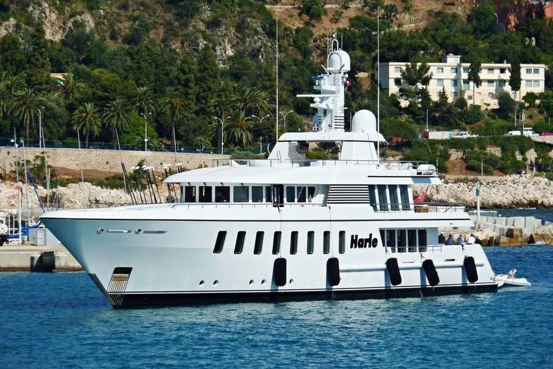 a white boat in the water aboard HARLE Yacht for Sale