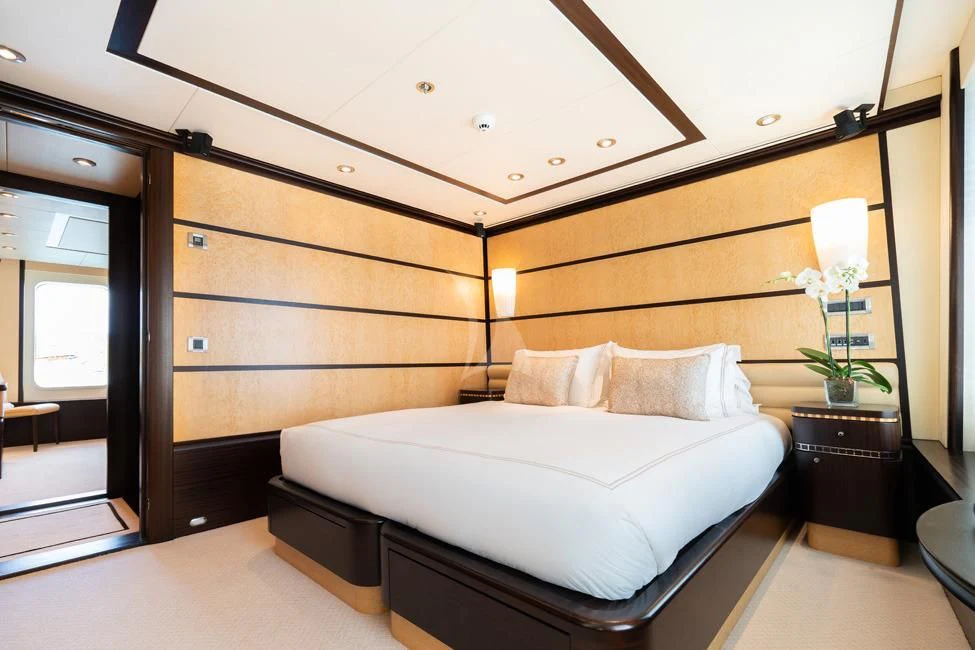 a bed in a room aboard HARLE Yacht for Sale
