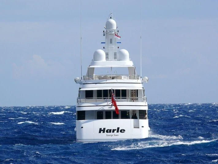 a white boat in the water aboard HARLE Yacht for Sale
