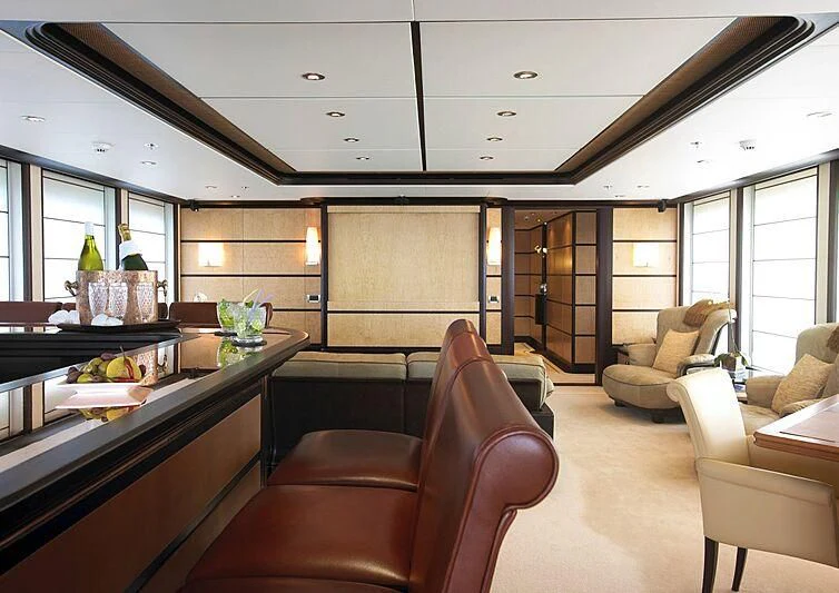 a modern looking living room aboard HARLE Yacht for Sale
