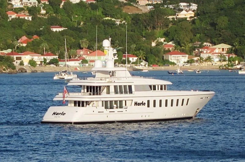 a white boat in the water aboard HARLE Yacht for Sale