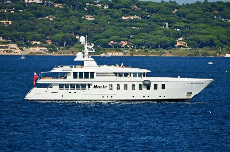 a white boat in the water aboard HARLE Yacht for Sale