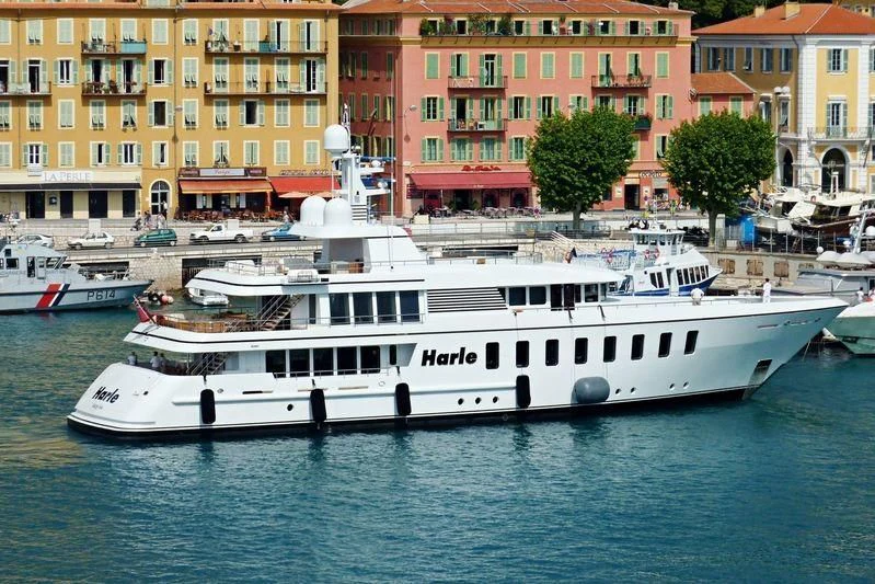 a white boat on the water aboard HARLE Yacht for Sale