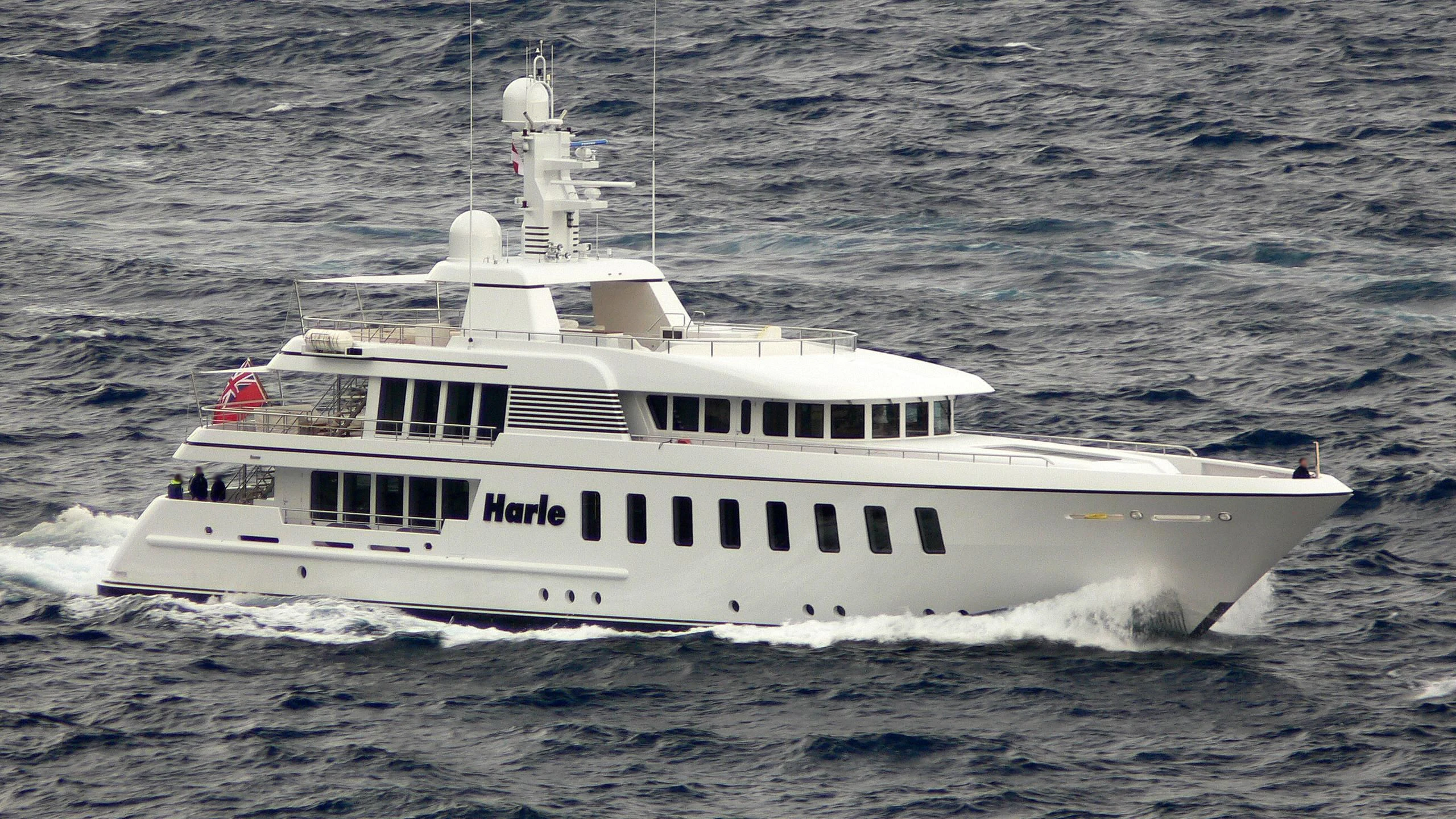 a white boat on the water aboard HARLE Yacht for Sale