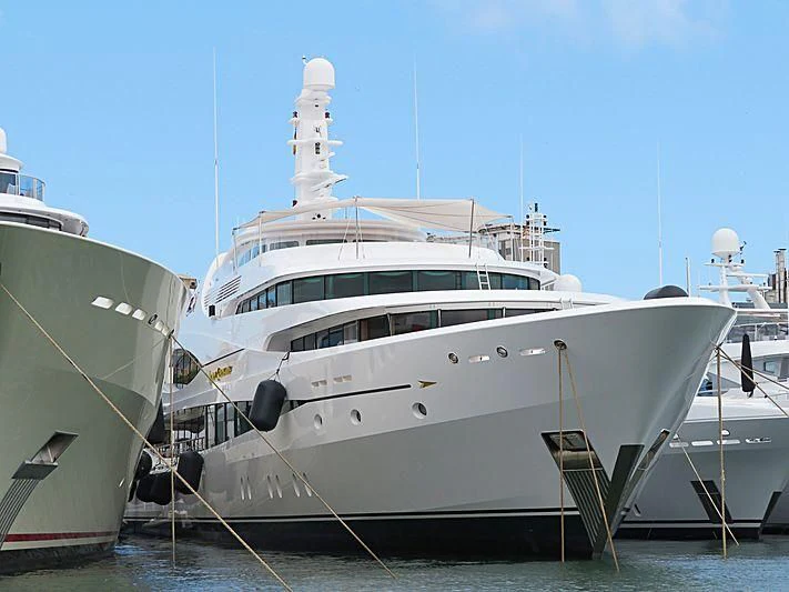 a large white boat aboard LADY CHRISTINE Yacht for Sale