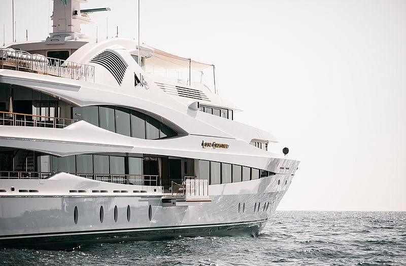 a large white boat on the water aboard LADY CHRISTINE Yacht for Sale