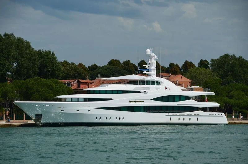 a large white yacht aboard LADY CHRISTINE Yacht for Sale