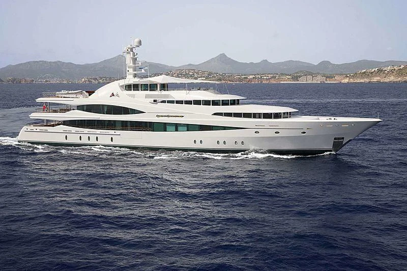 a large white boat in the water aboard LADY CHRISTINE Yacht for Sale
