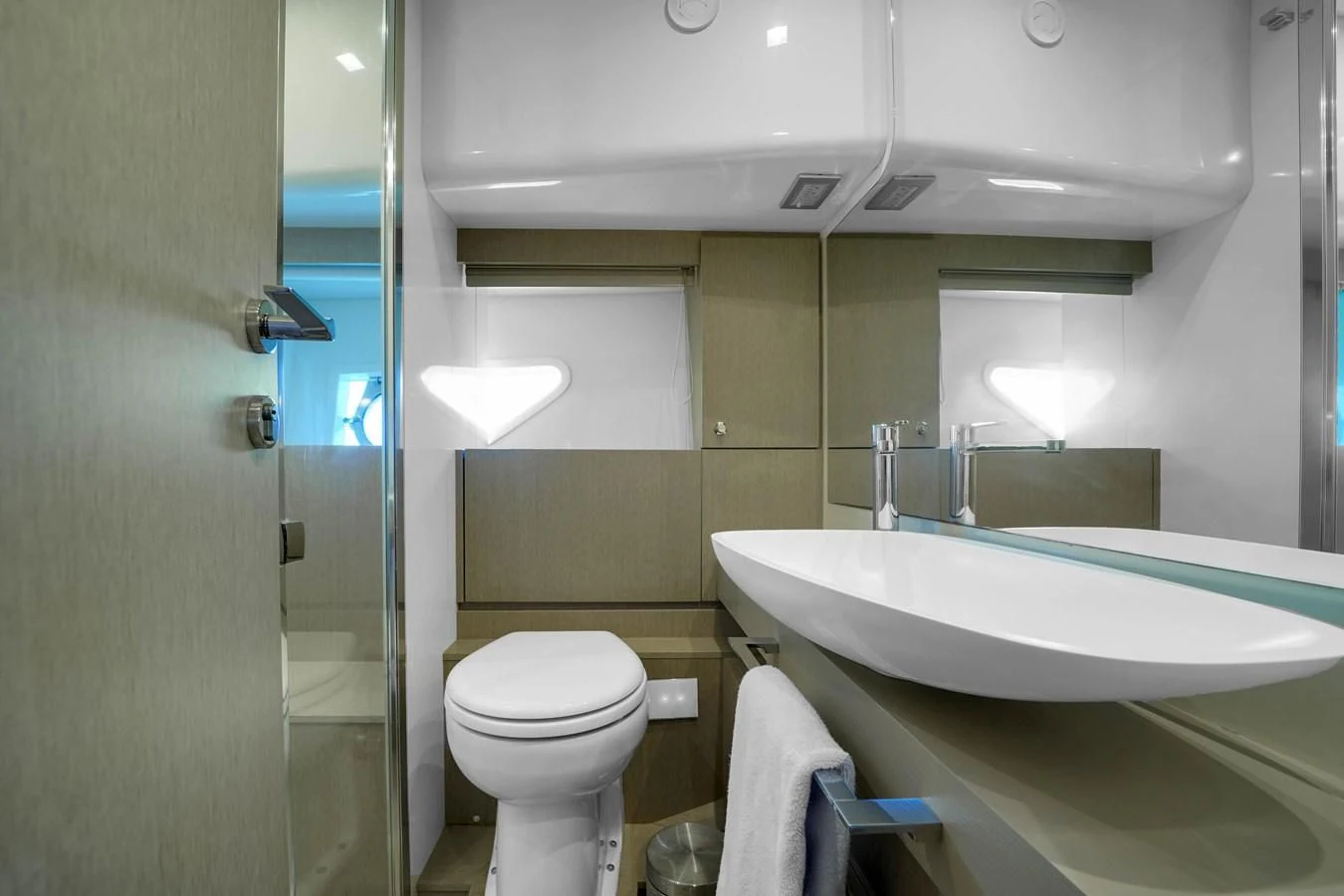 a bathroom with a sink toilet and a shower aboard KATARIINA XO Yacht for Sale
