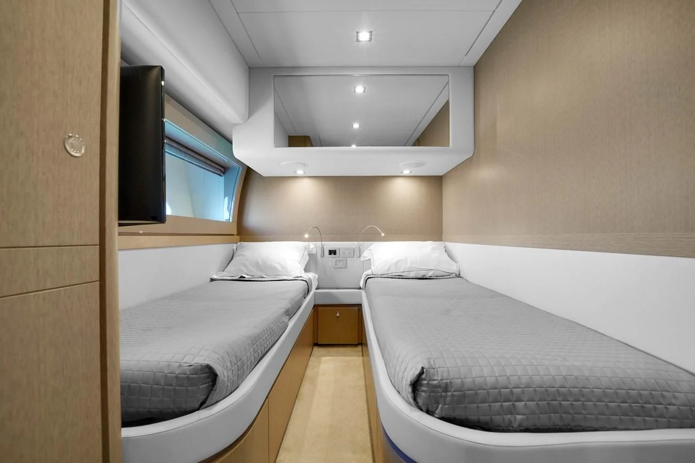 a room with two beds aboard KATARIINA XO Yacht for Sale