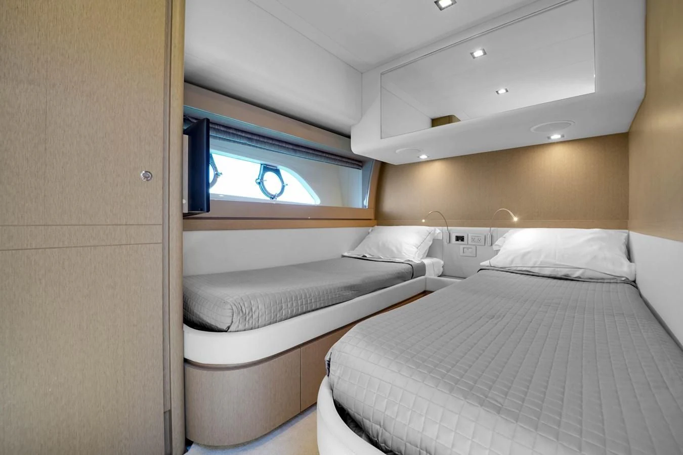 a room with two beds aboard KATARIINA XO Yacht for Sale