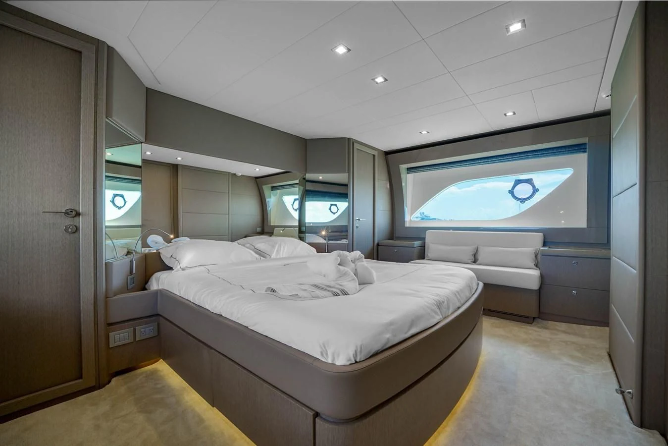 a room with a bed and a tv aboard KATARIINA XO Yacht for Sale